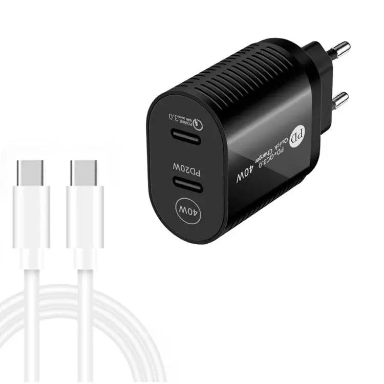 40W Dual Port PD Type-C Fast Charger with Type-C Cable