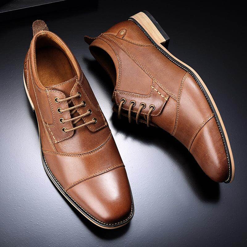 Stylish Leather Lace-Up Casual Footwear