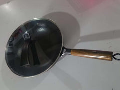 Handcrafted Traditional Iron Wok with Wooden Handle