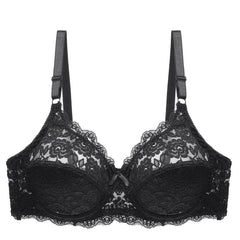 Breathable Lace Bra with Gathered Design