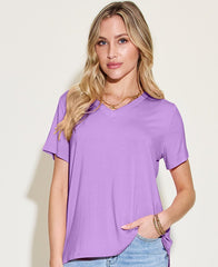 Basic Bae Bamboo Full Size V-Neck High-Low T-Shirt