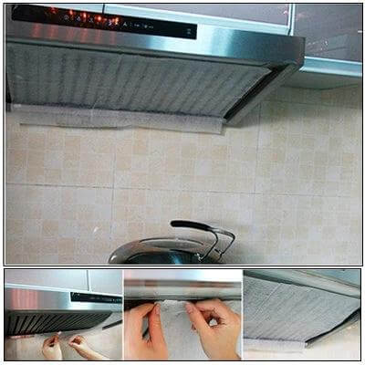 45x60cm Kitchen Exhaust Fan Filter for Grease and Smoke - white unwoven cloth filter installed under stainless hood trapping grease smoke and dust