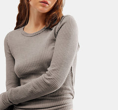 Exposed Seam Round Neck Long Sleeve T-Shirt