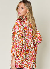 Double Take Full Size Printed Button Up Long Sleeve Shirt