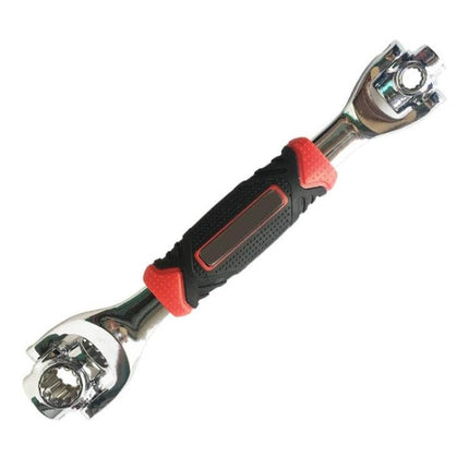 48-In-1 Socket Wrench, Double-Ended Home Repair Tool with chrome-plated 45 steel and red-black grip for tight-space furniture and bike repairs