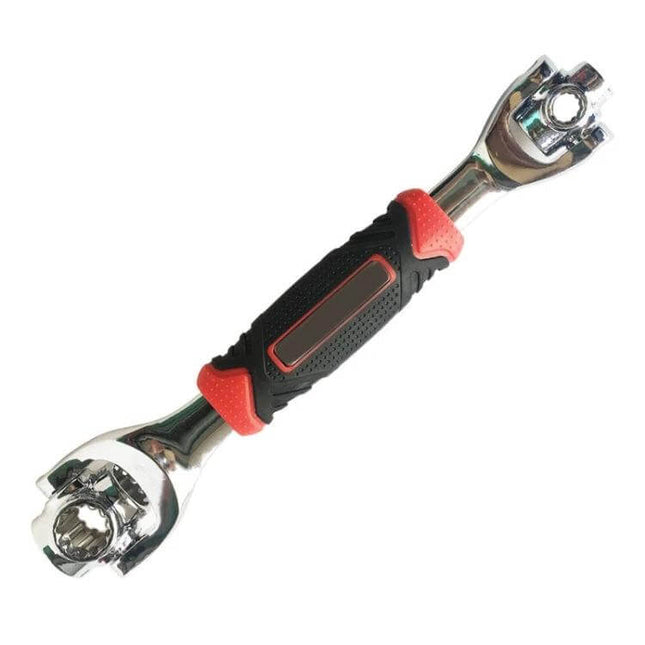 48-In-1 Socket Wrench, Double-Ended Home Repair Tool with chrome-plated 45 steel and red-black grip for tight-space furniture and bike repairs