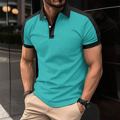 Men's Smart Casual Short Sleeve Polo Shirt Peacock Blue