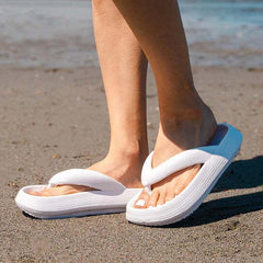 Coastal Comfort Thick Sole Flip Flops White