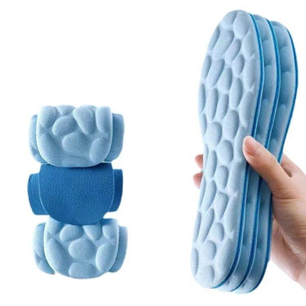 4D Massage Insole With Imitation Pebbles, Sizes 35-45 - blue breathable 4D convex foam insoles for men and women, reduces foot fatigue