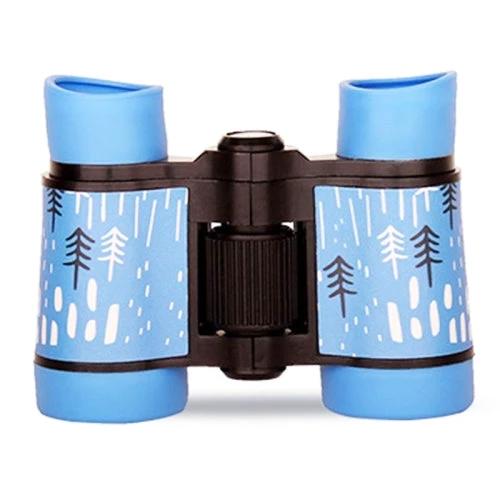 4X30 Kids Bird Watching Binoculars for Everyday Outdoor Adventures - blue kids binoculars with forest pattern, 4x30 magnification