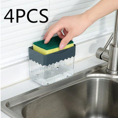 Dual-Function Soap Dispenser with Sponge Holder - Automatic Liquid Soap Dosing Caddy