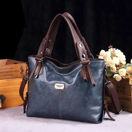 Retro Soft Leather Shoulder Tote Bag Large Capacity For Daily Use