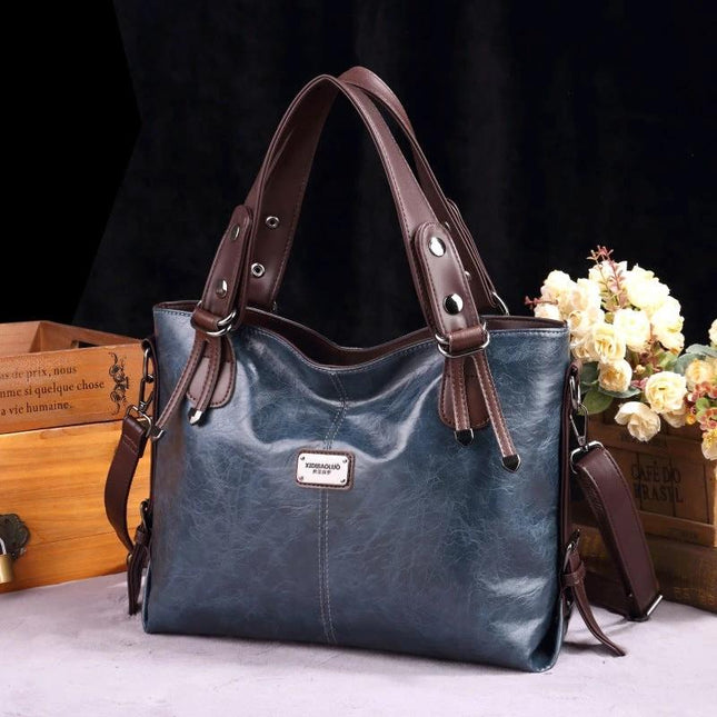 Retro Soft Leather Shoulder Tote Bag Large Capacity For Daily Use | Syndmart
