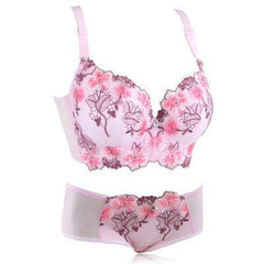 Luxury Embroidered Push-Up Bra Set for Young Women with Adjustable Straps and Steel Ring