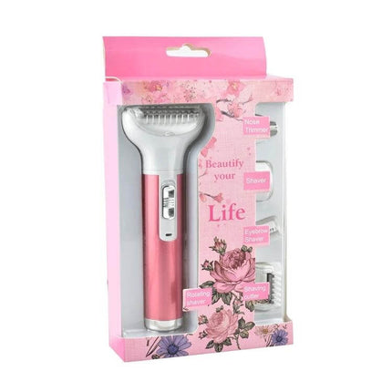 5 In 1 Shaver Nose Trimmer Eyebrow Kit For Women Daily Grooming - compact pink multi-head electric grooming tool in retail packaging