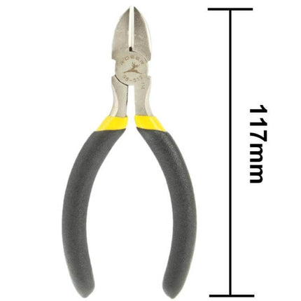 5 Inch Chrome Stainless Steel Diagonal Pliers For Everyday Tasks - compact 117mm high-carbon steel cutters with cushioned black handles