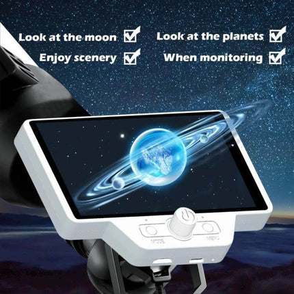 5 Inch Digital Eyepiece For Telescope Night Sky Viewing mounted on telescope showing planet on 5-inch HD IPS display for moon and planet observing