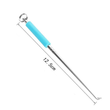 5 Pack Fishing Line Unhooker for Easy Hook Removal - stainless steel spiral head with blue rubber handle, 12.5cm corrosion-resistant unhooking tool