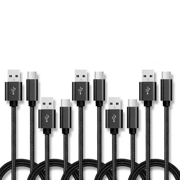 5 Pcs USB to USB-C Nylon Braided Charging Cable Set Pack