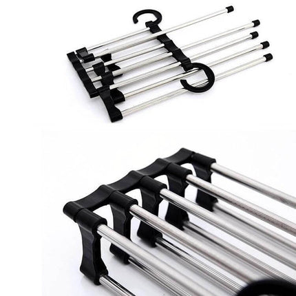 5-In-1 Telescopic Wardrobe Drying Rack for Pants and Clothes compact stainless steel telescoping hanger for closets