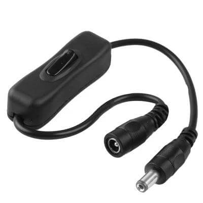 5.5x2.1mm DC Power Plug Male to Female Extension Cable With On Off Switch 30cm - inline switch cable for LED strips and small DC devices
