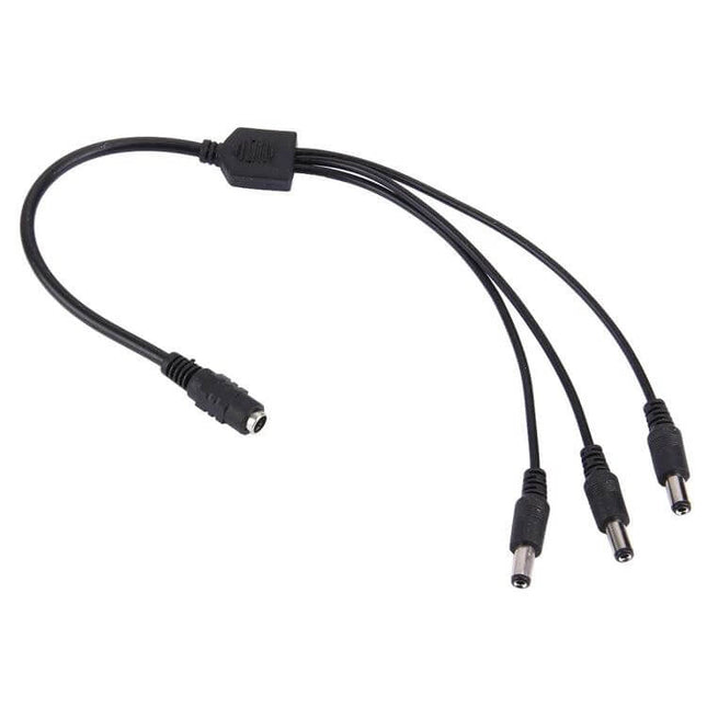 5.5 x 2.1mm DC Power Female to 3 Male Barrel Cable for LED Light Controller - black 1-to-3 splitter cable for LED controllers