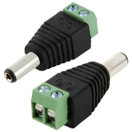 5.5x2.1mm DC Power Jack to Screw-Down 2-Conductor Connector compact 39mm screw terminal adapter for LED controllers and cameras