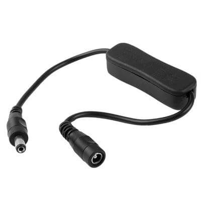 5.5x2.1mm DC Power Plug Male to Female Extension Cable With On Off Switch 30cm - compact inline switch cable for LED strips