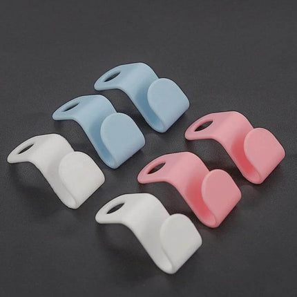 50-Pack Hanger Connecting Hooks For Closet Organization - pastel white blue pink plastic hanger connectors for stacking shirts and accessories