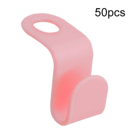 50-Pack Hanger Connecting Hooks For Closet Organization - pink plastic hanger connector showing single hook with top hole, ideal for stacking clothes