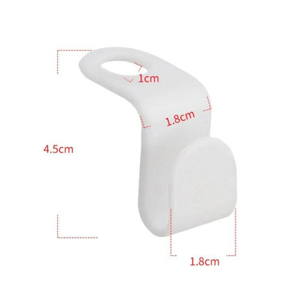 50-Pack Hanger Connecting Hooks For Closet Organization - white plastic hanger connector showing dimensions 4.5cm x 1.8cm x 1cm