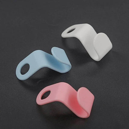 50-Pack Hanger Connecting Hooks For Closet Organization shown in three pastel colors on black background, plastic connectors for stacked hangers