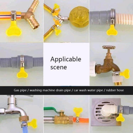 50-Pack Plastic Handle Water Pipe Clamp For Everyday Plumbing - stainless steel body with yellow plastic handle securing hoses and small-diameter pipes