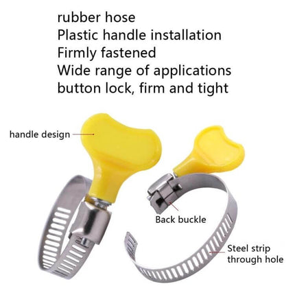 50-Pack Plastic Handle Water Pipe Clamp For Everyday Plumbing - yellow plastic-handle hose clamp set, stainless steel band, knob handle, for small-diameter hoses