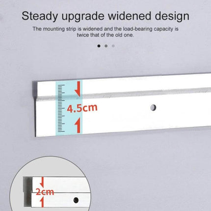50cm Wall Mount Kitchen Seasoning Rack for Spices and Bottles showing widened 4.5cm aluminum mounting strip for increased load-bearing capacity