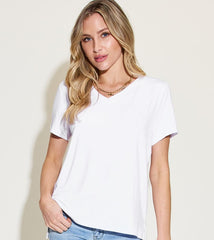 Basic Bae Full Size V-Neck High-Low T-Shirt