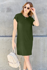 Basic Bae Full Size Round Neck Dress with Pockets