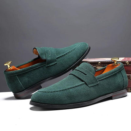 Men's Nubuck Leather Casual Slip On Shoes Low Cut Everyday