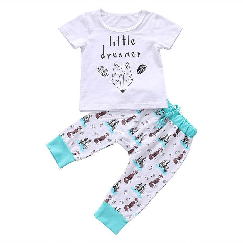 Infant Cotton Outfit Set: T-Shirt and Pants for Boys and Girls