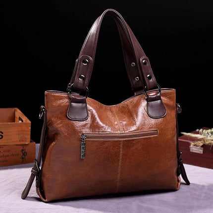 Retro Soft Leather Shoulder Tote Bag Large Capacity For Daily Use