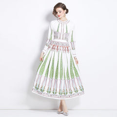 Women's Rhinestone Embellished Green Swing Dress