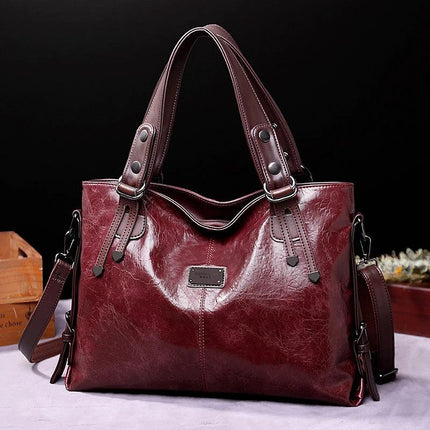 Retro Soft Leather Shoulder Tote Bag Large Capacity For Daily Use
