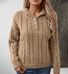 Cable-Knit Long Sleeve Hooded Sweater