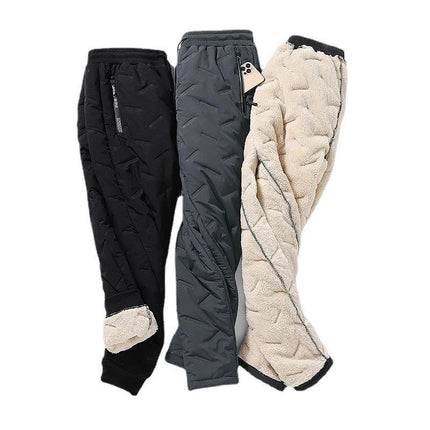 Men's Comfortable Padded Cotton Blend Trousers for Daily Use - Quilted Warm Lined Everyday Work Pants