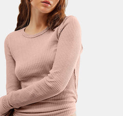 Exposed Seam Round Neck Long Sleeve T-Shirt