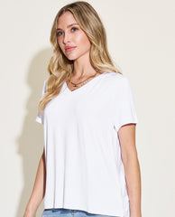 Basic Bae Full Size V-Neck High-Low T-Shirt