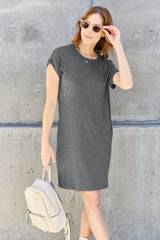 Basic Bae Full Size Round Neck Dress with Pockets