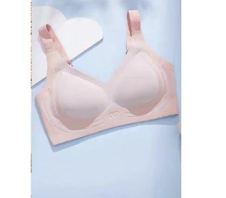 Comfortable Plus-Size Sports Bra with Soft Adjustable Support for Active Wear - pink nylon plus-size bra, soft adjustable straps, sizes M-4XL