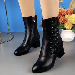 Stylish Mid-Calf Chunky Heel Boots with Decorative Zipper for Women