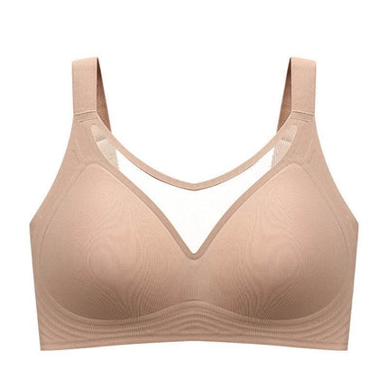 Comfortable Seamless Push-Up Bra with Nylon Fabric for Women - nude seamless everyday push-up bra with fixed double-shoulder straps, smooth under t-shirts
